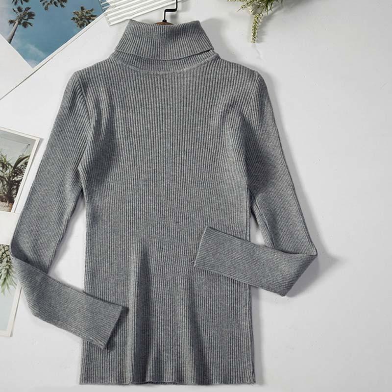 Koszula z dzianiny z wysokim kołnierzem i golfem Wczesna jesień Klasyczny uniwersalny sweter z dzianiny z golfem