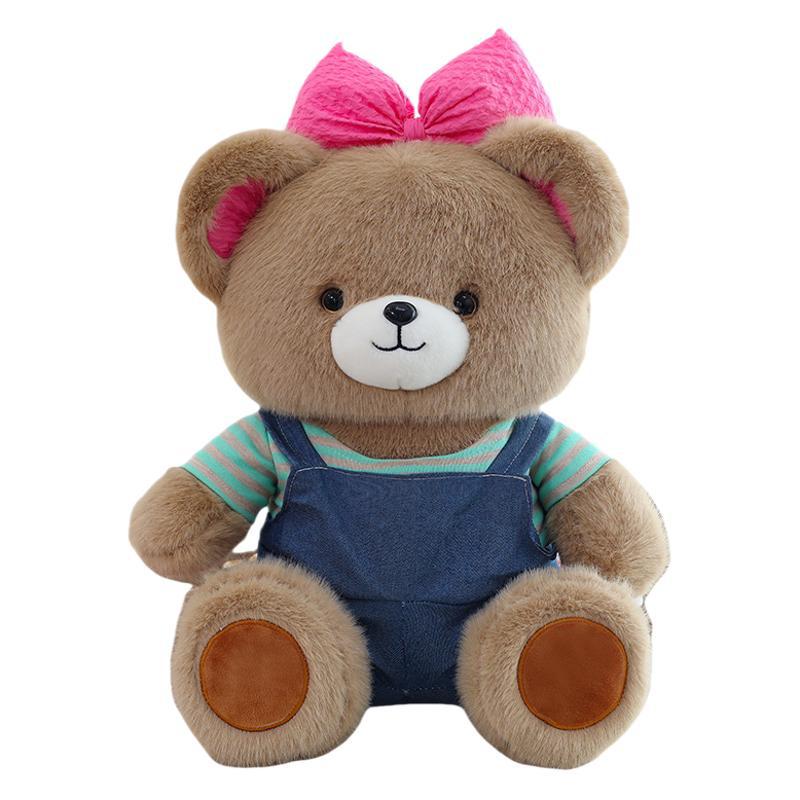 Pink Bow Fifi Bear Plush Doll - Cute Cartoon Animal Toy for Birthdays and Hugs