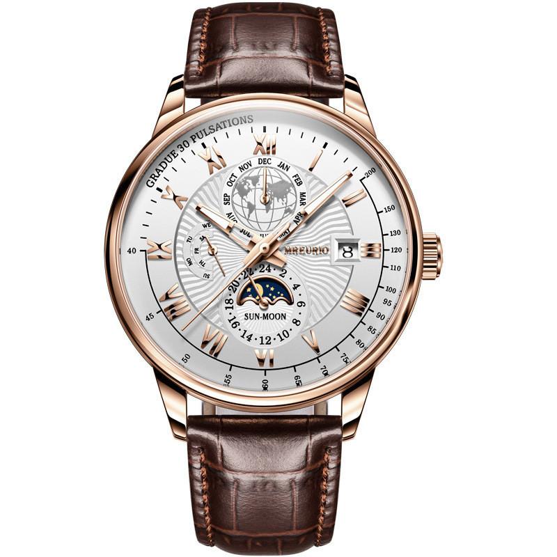 Modern Mens Watch With Calendar Function And Leather Strap For Business Use