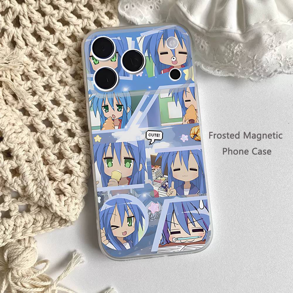 K-Konata Izumi Lucky S-Star Frosted Clear Magnetic Case for iPhone 17,16,15,14,13,12,11 Pro,Max,Plus,Mini,Air,E