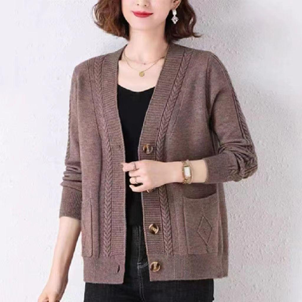 

Fashionable Spring & Autumn Knitted Cardigan for Women S (80-95) колір темно кави