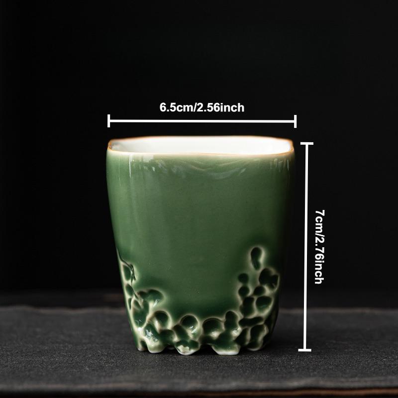 Green Glaze Handmade Ceramic Teacup Chinese Kung Fu Gongfu Teaware Set Retro Japanese Mugs Drinkware Tea Ceremony Master Cups