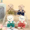 12cm Cute Overalls Bear Bear Plush Pendant Couple Hanging Accessories Cartoon Bear Bag Charm Decor Gift