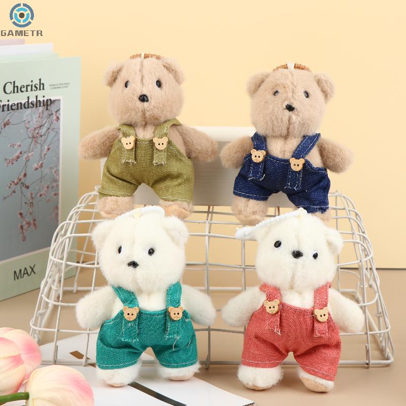 12cm Cute Overalls Bear Bear Plush Pendant Couple Hanging Accessories Cartoon Bear Bag Charm Decor Gift