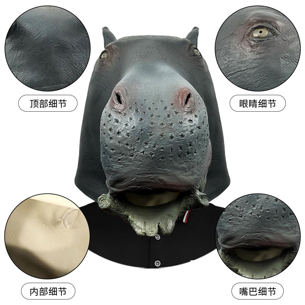 Cute hippo funny animal hood masquerade live mask halloween party show props