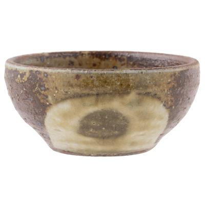 Marui Seito Shigaraki Ware Hechimon Sake Cup, Approximately 6cm Diameter, Gray Circle Pattern, Brown, MR-3-4301