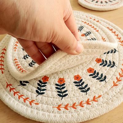 Nordic Style Printed Cotton Woven Heat Insulation Pad Dining Dish Bowl Mat Casserole Mat Tea Coaster Pot Anti-Scalding Table Mat