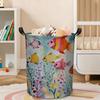 1pc, Watercolor Fish Laundry Basket Foldable with Handles Cute Fishes Tote Bag Colorful Laundry Hamper Clothes Storage Bucket Organizer for Bathroom, 