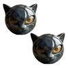 1/2Pcs Black Cat Stone Sculpture Hand-Carved Cat Head Statue Figurine
