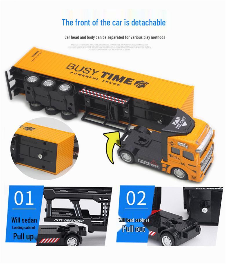 Alloy Big Truck Toy Car: Children's Model Trailer & Container Set