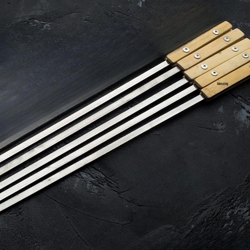 

ZISIZ Stainless Steel BBQ Skewer with Wooden Handle