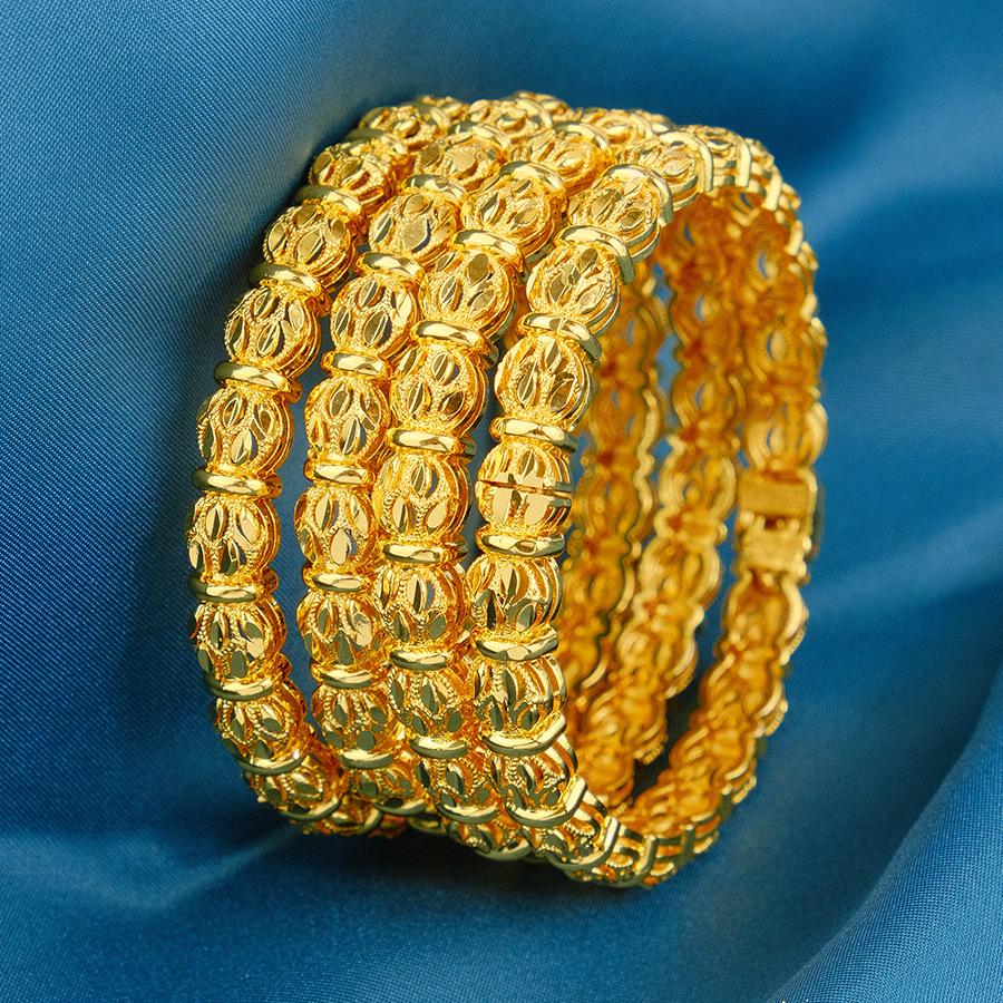 Dubai Openwork Moon Embroidery Bangle - Middle East, African, and Ethiopian Bridal Jewelry