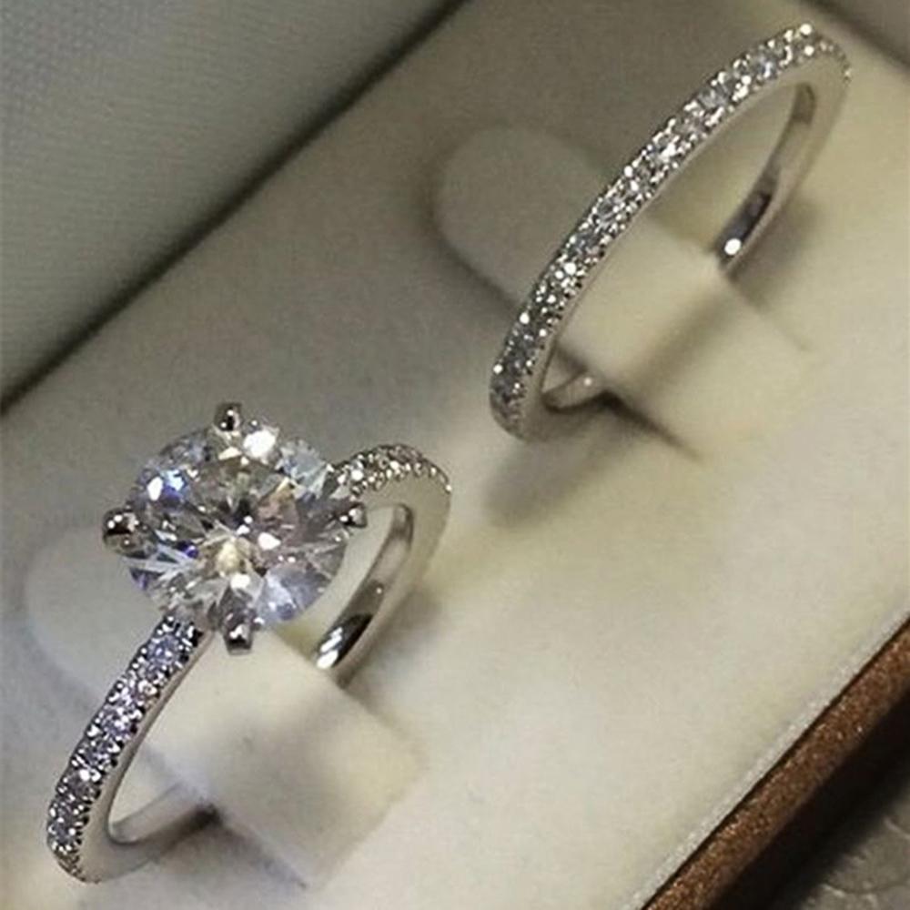 Huitan Ausverkauf Hochzeitssets Ringe für Damen Luxus Eingelegt AAA Zirkonia Mode Damen Verlobungsparty Schmuck Ausgefallenes Geschenk