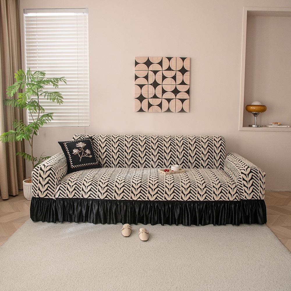 Shu Cotton Velvet Skirt Sofa Cover New Winter Plush Sofa Cover All-Inclusive Universal Anti-Cat Scratch Protective Cover