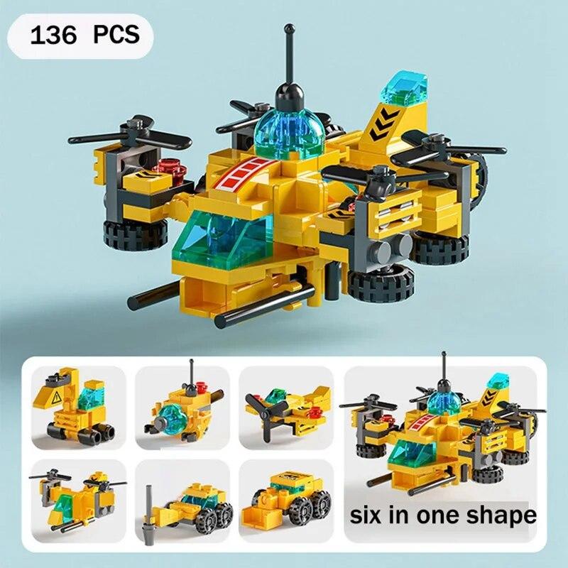 Mini Sechs In Einem Fahrzeug Formen Ziegel Ausgefallene Zusammengesetzte Block Puzzle Kleine Partikel Blöcke Baby Intelligenz Entwicklung Spielzeug Geschenk