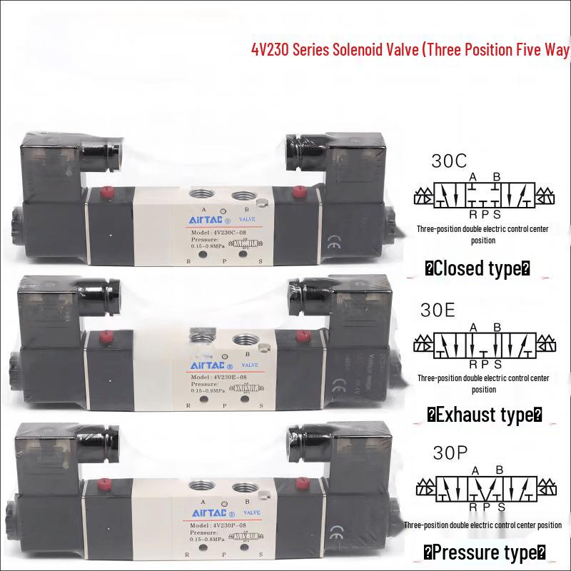 AIRTAC 3-polohový 5cestný solenoidový ventil se středovým těsněním