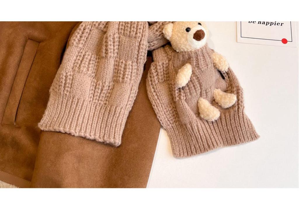 Red Bear Knitted Scarf for Women – Cute, Versatile Neck Warmer for Autumn/Winter | 2025 New Style Gift