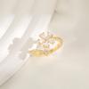 Japan and South Korea fresh and sweet flower ring fashion temperament zirconium inlaid small fragrant wind ring trend exquisite copper jewelry