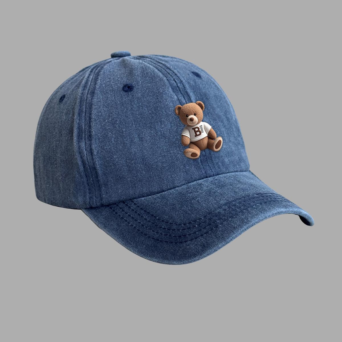 

Cute bear hot stamping baseball cap men s and women s college style sun hat couple versatile cap tide Adjustable чорний колір сірий