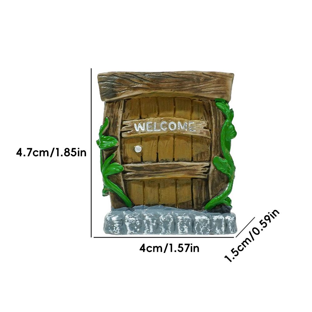 Porta de Fada para Terrário Decoração de Porta de Madeira em Miniatura Casa de Bonecas Jardim de Fadas Mini Porta Acessório Jardim de Fadas para Aquário