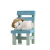 Ornament Dog Resin Lies On The Stool With Rustic Style For Home Decoration