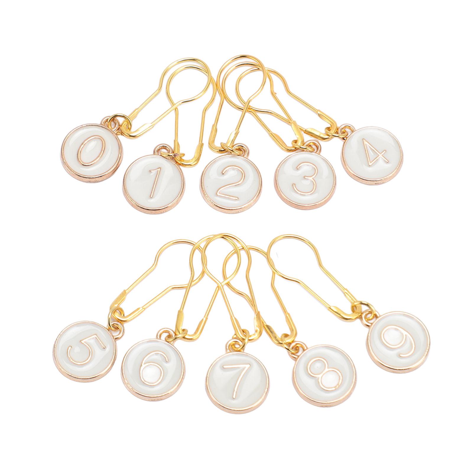 

10 шт. Металлические маркеры петель номер 0‑9, съемные маркеры петель для вязания крючком, фиксирующие маркеры петель для