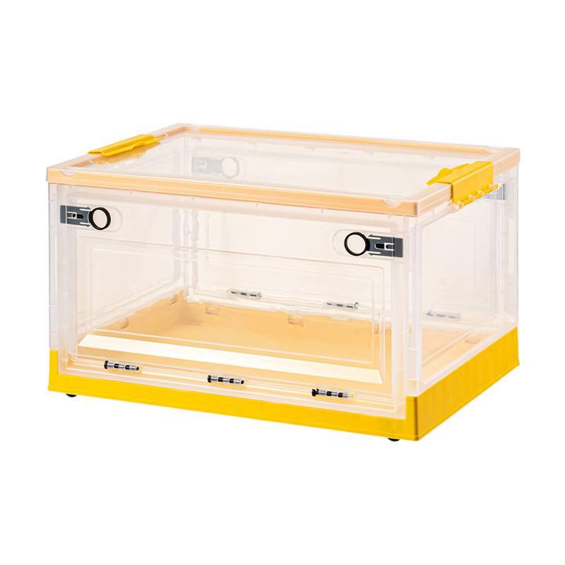 Side-Opening Transparent Storage Box with Lid for Clothes, Toys, and Books - Large Plastic Organizer for Wardrobes.