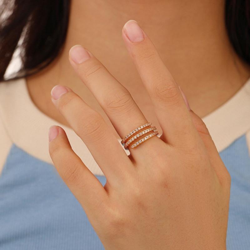 Elegant Fashionable Adjustable Copper Ring For Women With Chic Geometric Design