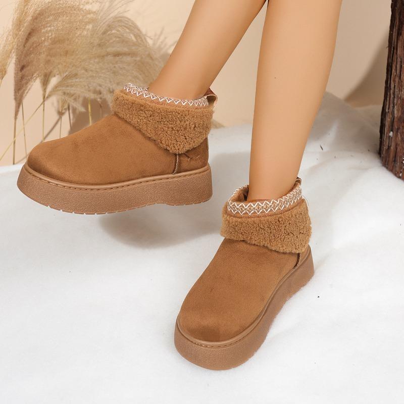 Large-sized Warm Snow Boots for Women, Short and Thick-soled Women's Boots, Cotton Shoes