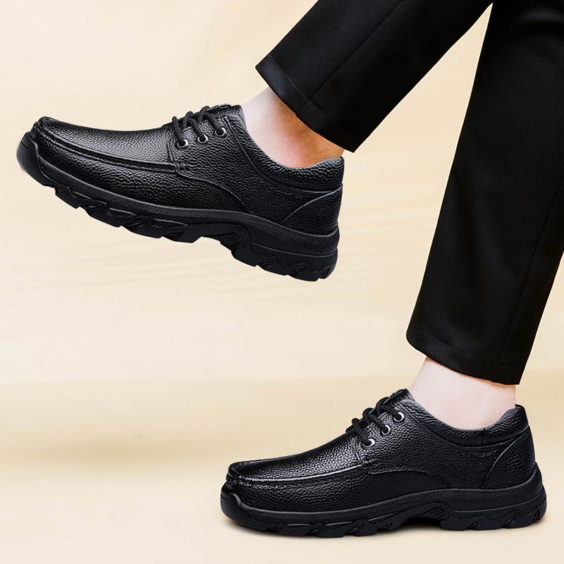 Leather shoe Outdoor Casual Men Shoes lace up Adult Black dress Autumn Winter shoes Wear-Resisting big size 48 49 50 51