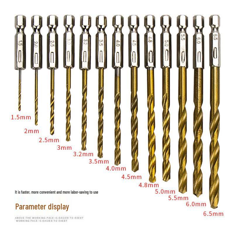Hex Shank Titanium Plated Twist Drill Bit Set