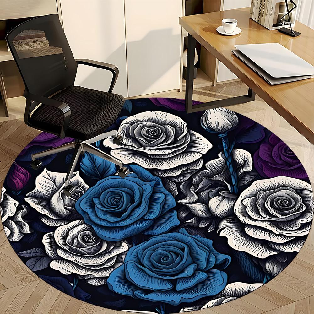 1pc Floral Bouquet Roses Office Round Area Rug, Indoor Mat Suitable ForOffice, Under Office Chairs Bedroom Living Room Home Decor, Room Deco,  N44