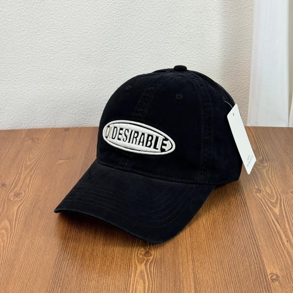 Fashion Hat Senli ins Vintage Baseball Cap Female Couple Casual Embroidery Washed Hat Versatile Soft Top Big Head Circumference Cap
