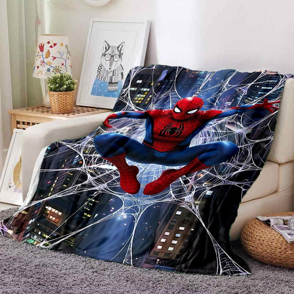 Spiderman Web Flannel Blanket Super Soft Warm Cozy Blanket For Sofa Bed Office Travel Allseason Home Decor Gift