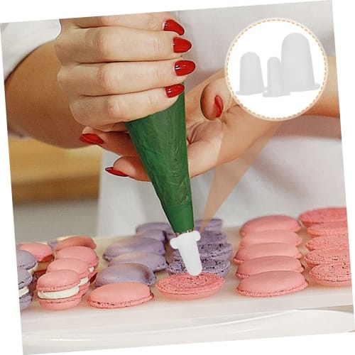 STOBOK 6-Piece Piping Tip Protector Caps, Piping Tip Nozzle Caps, Cake Piping Tip Sleeves, Protective Piping Tip Covers, White Silica Gel