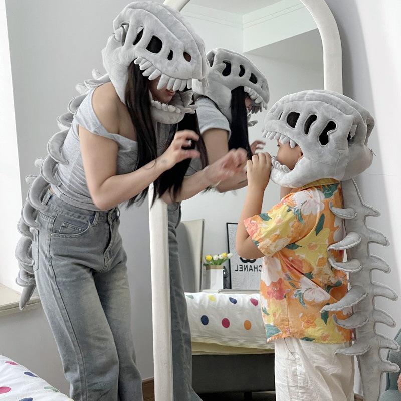 TK Popular Chinese Dinosaur Skeleton Headgear Plush Playthings Hats Props Cosplay Children's Adult Dolls Birth Date Gifts