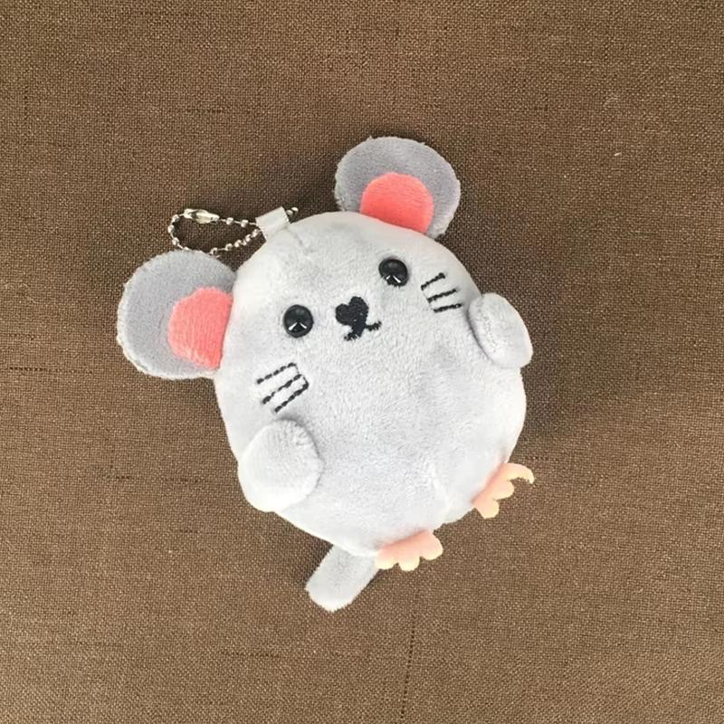 1 Piece 8Cm Grey Mouse Plush Toy Stuffed Animal Bag Key Pendant Key Chain Girl Wedding Gift Doll