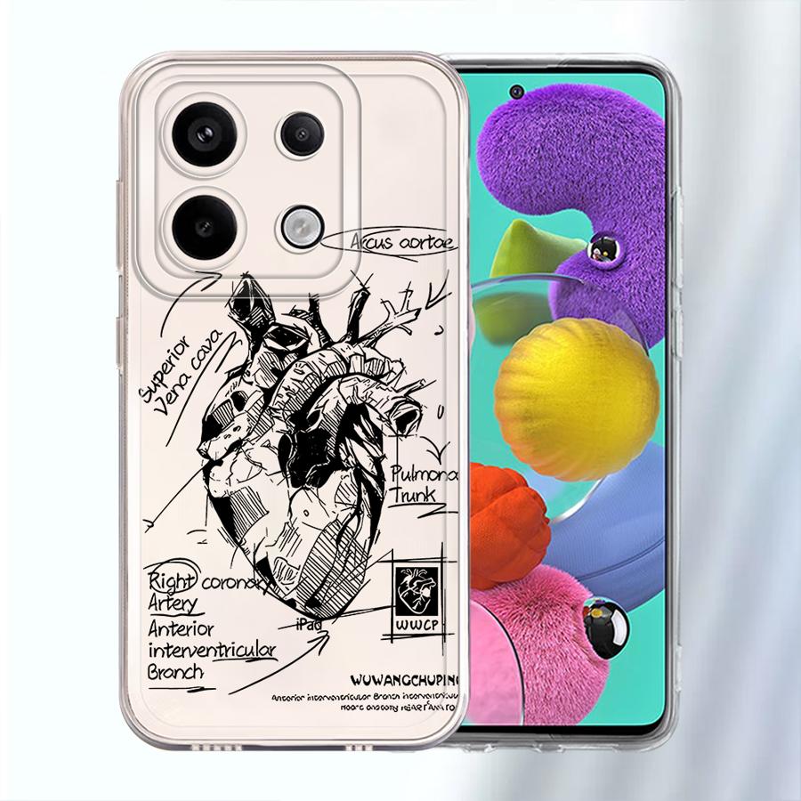 

Case for Xiaomi Redmi Note 14 Pro Plus 12S 11S 12 14C 13C 11 10S 9 10 A4 Note 13 Soft Phone Cover Cartoon Heart Pattern Redmi Note 13 Pro+ 5G