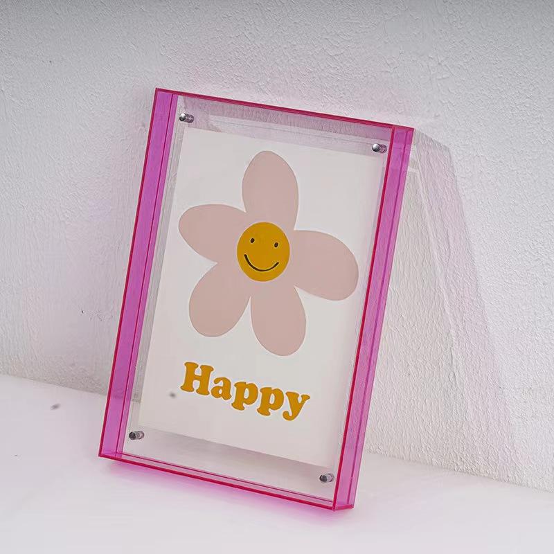

Floating Picture Frame Acrylic Frames for Wall Mounted Tabletop Standing Decor Photo Frames Neon Hanging Frame,Display Photo fit 6x9cm photo