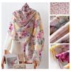 Summer Mulberry Silk Scarf Long High-end Silk Scarf Mother Style Blue Architectural Print Thin Gauze Scarf for Women