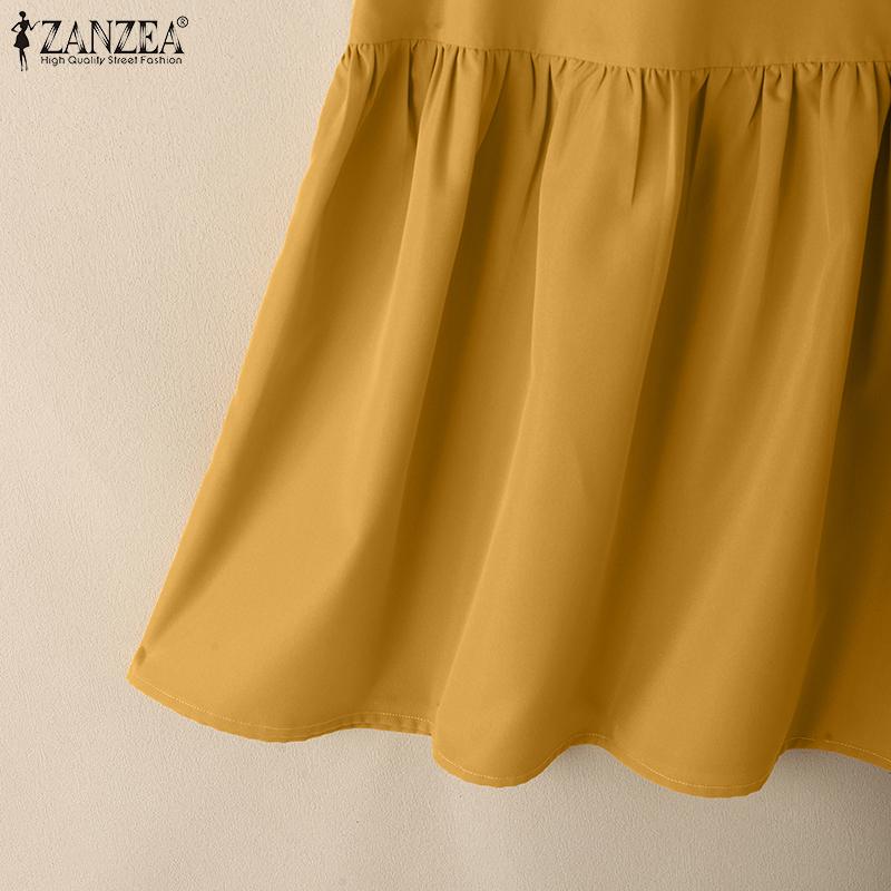 ZANZEA Women Summer Casual Round Neck Loose Short Sleeve Dress