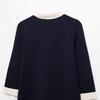 TAOP&ZA Women's Early Spring Color Block Turn-Down Collar Long Sleeve Knitted Dress
