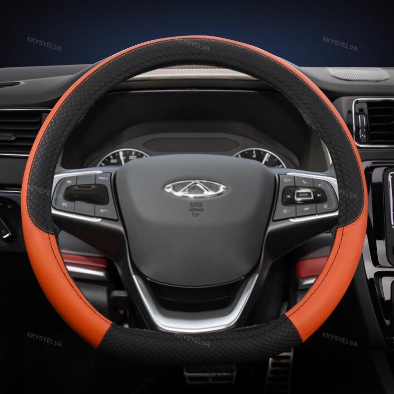Car Steering Wheel Cover 38cm Leather For Chery Tiggo 8 Arrizo 5 Pro Gx 5x eQ7 Chery Tiggo 7 Pro 2018   Auto Accessories