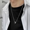 Retro Double Ring Pendant Necklace For Man Woman Luxury Titanium Steel Non Fading Sweater Chain Hip Hop Couple Jewelry Kpop Gift