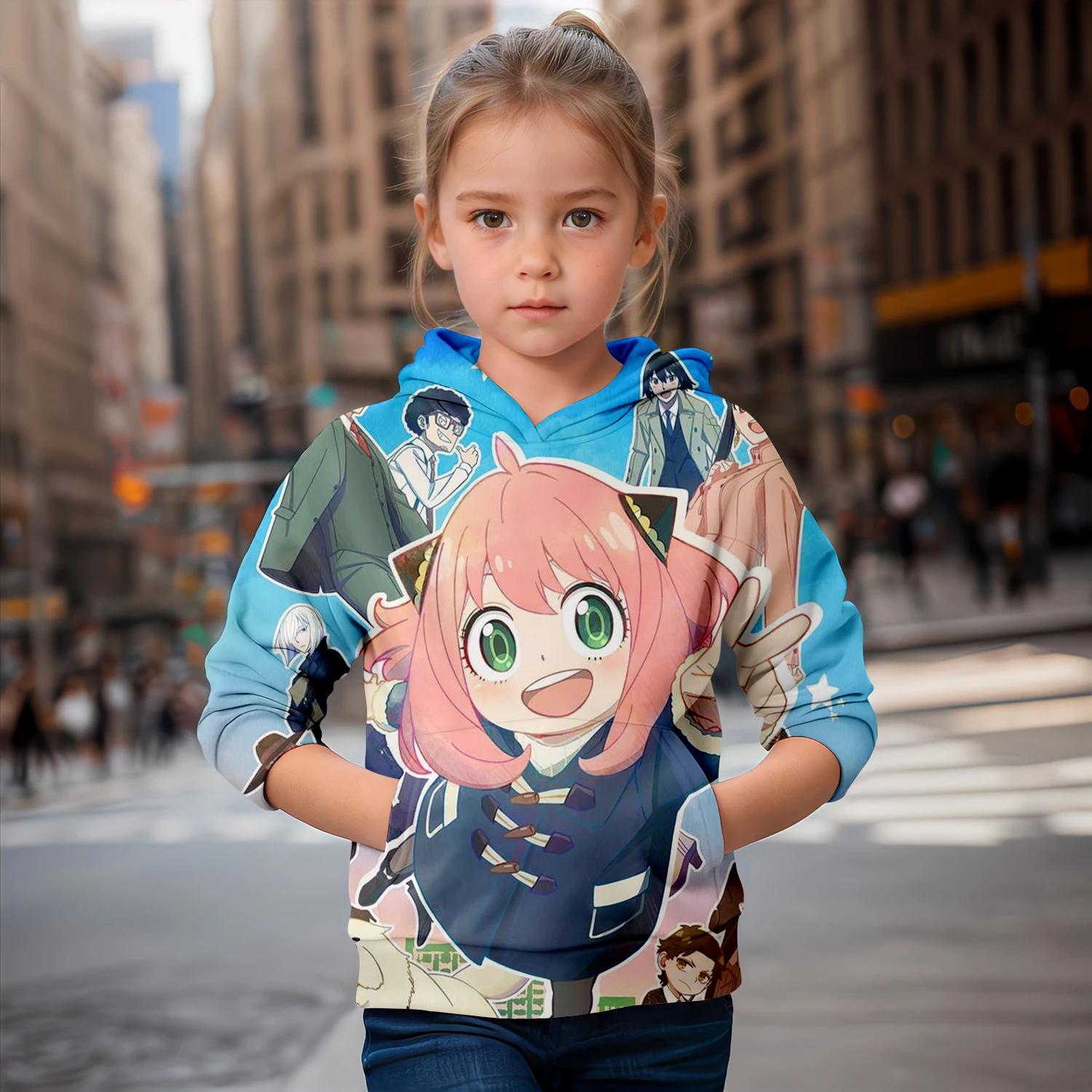 

2024 последние толстовки с капюшоном для девочек свитер для девочки разноцветная одежда для девочек одежда для девочек с вышивкой Аня Соник милая детская одежда для девочек 160CM