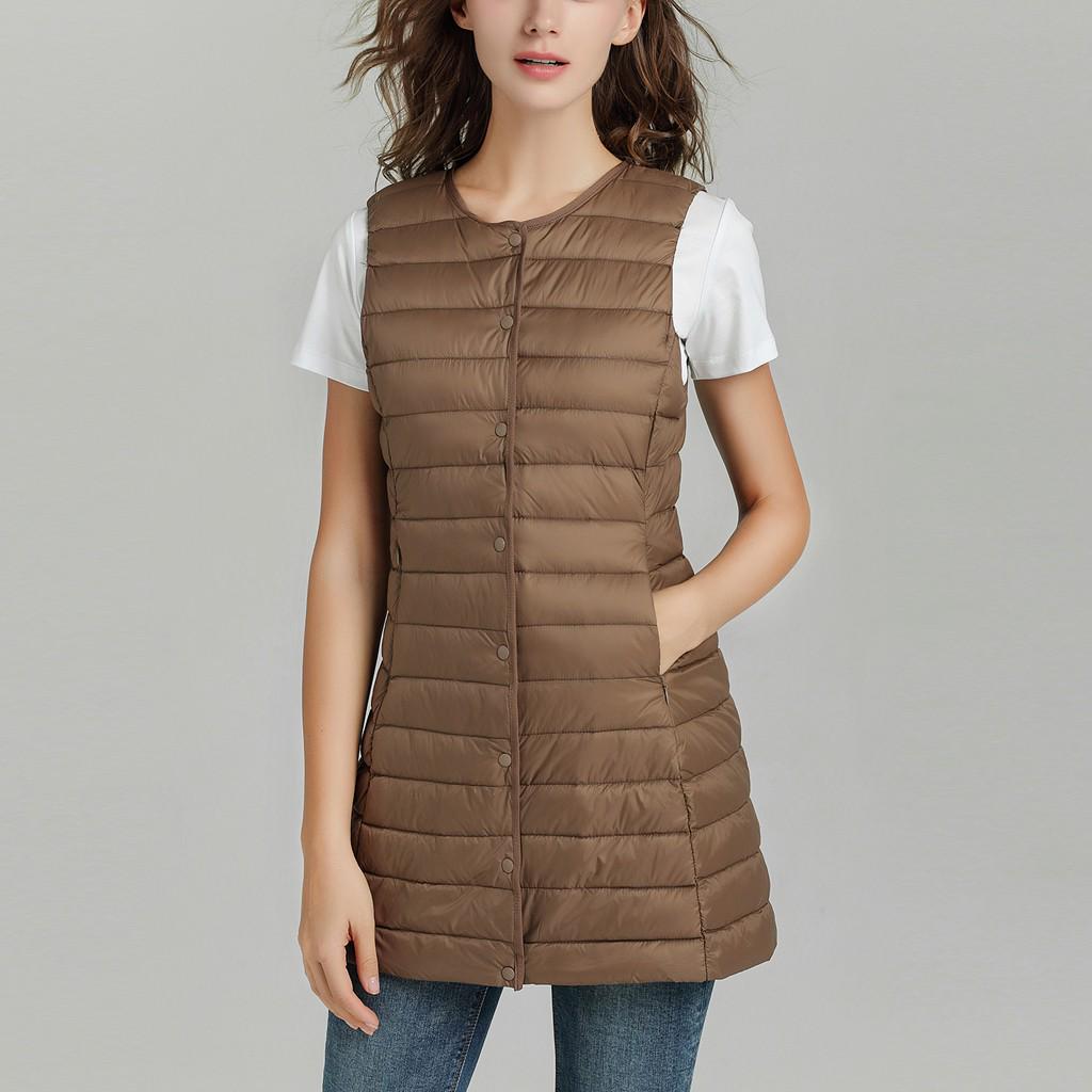 

Женский пуховик с длинным абзацем и воротником-стойкой Fasion для отдыха, легкий пух XL кофейный