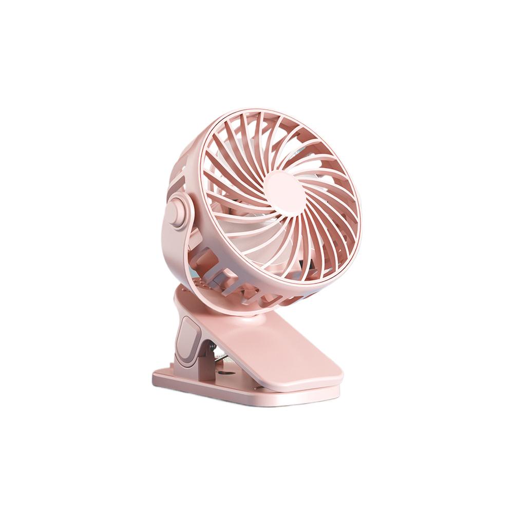 Portable Mini Clip Fan With Soft LED Lamp 3 Wind Speed Rechargeable USB Desk Cooling Fan For Bedside Stroller Travel Camping розовый