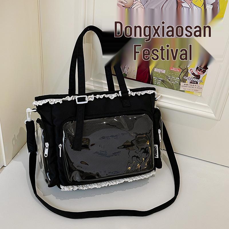 Süße Schleife Transparente Crossbody-Tasche - Große Kapazität JK Süßes Mädchen Abzeichen Tasche