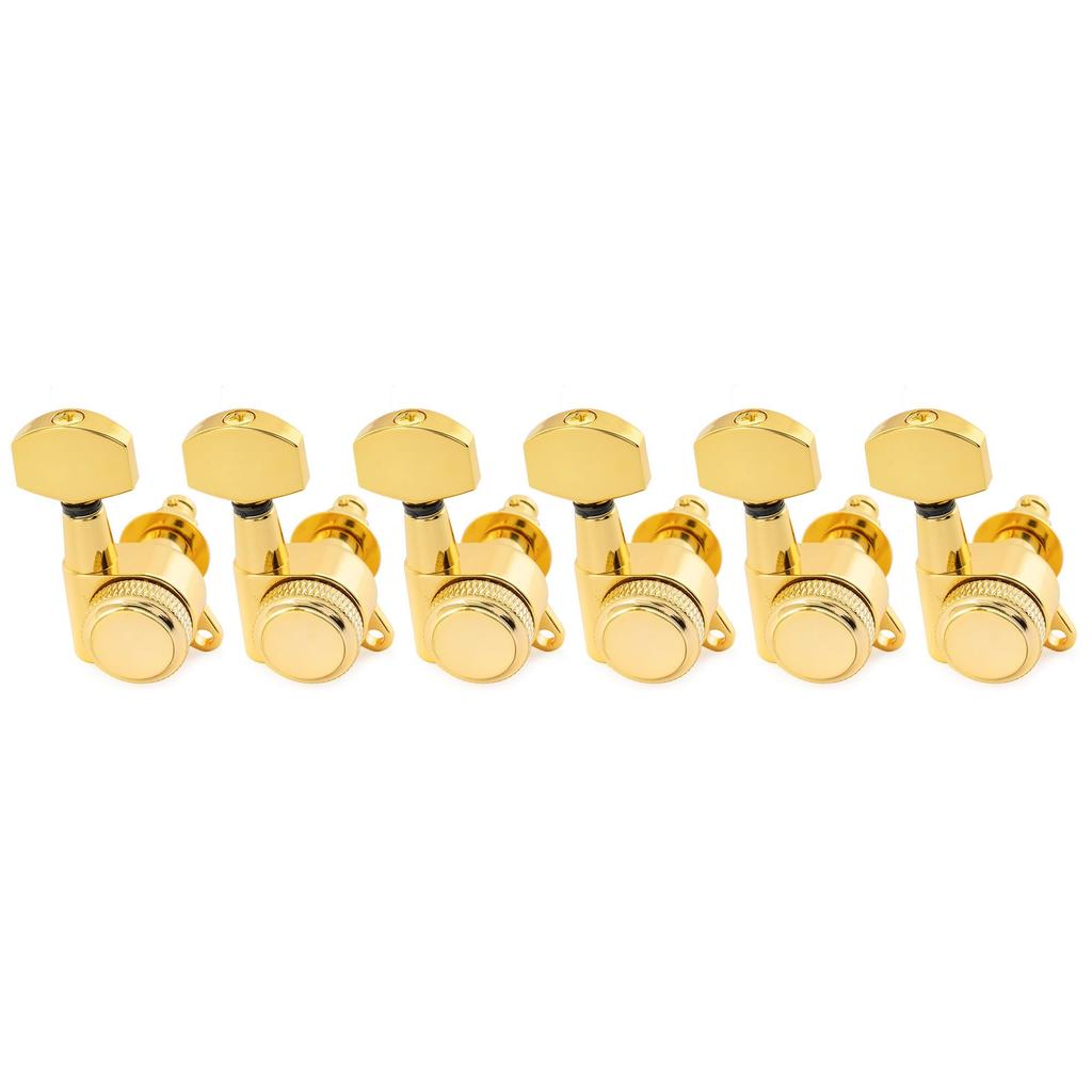 Musiclily Pro Locking Tuning Pegs with Gear Hex and Screws for and Electric Gold 6-Piece 181 Ratio, Buttons, 45-Degree Strat, Telecaster, Guitars,