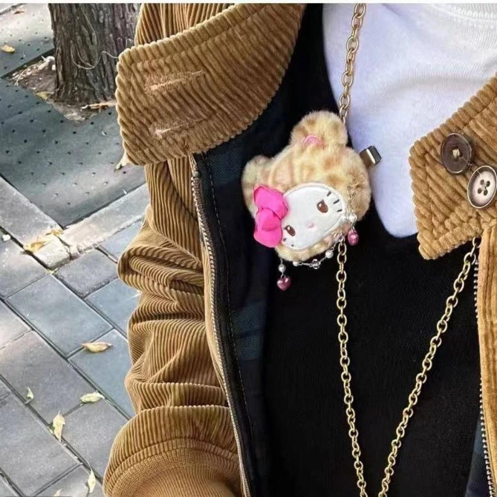 Kawaii Cinnamoroll Leopard Print Stuffed Hairclip Animation Cute Girl Bangs Clip Sweet Kitty Cat Side Clamp Hairclip Kid'S Present